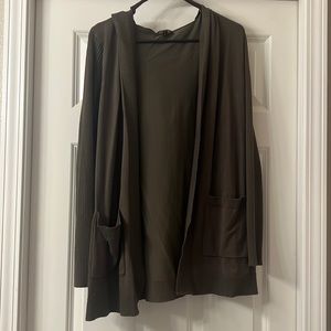 Olive green hooded cardigan